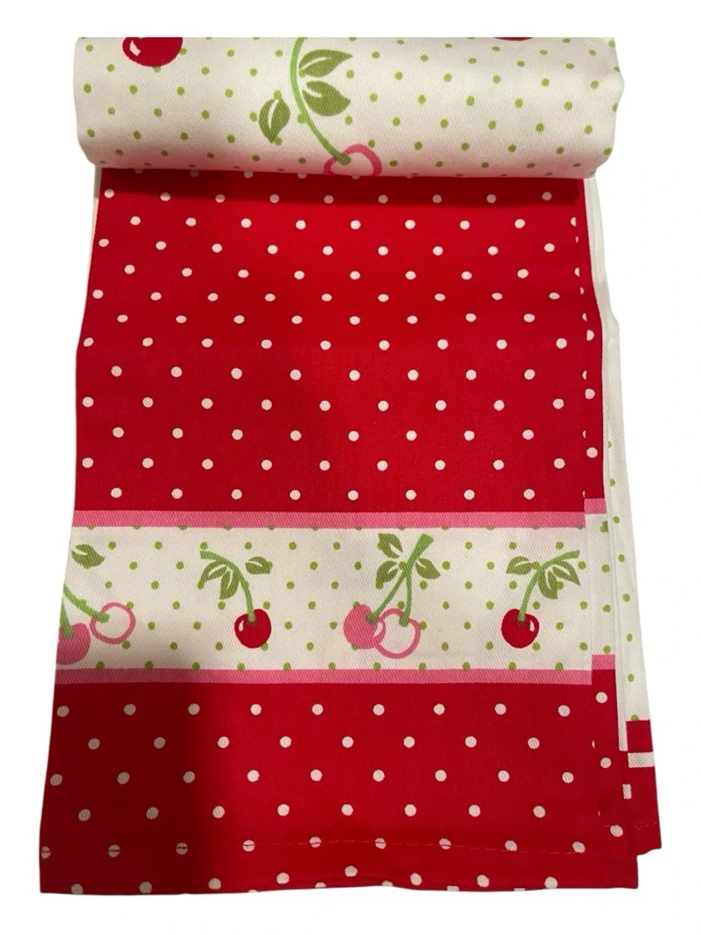 Martha Stewart Cherry Dot Cotton Kitchen Towels - Red, Green, White